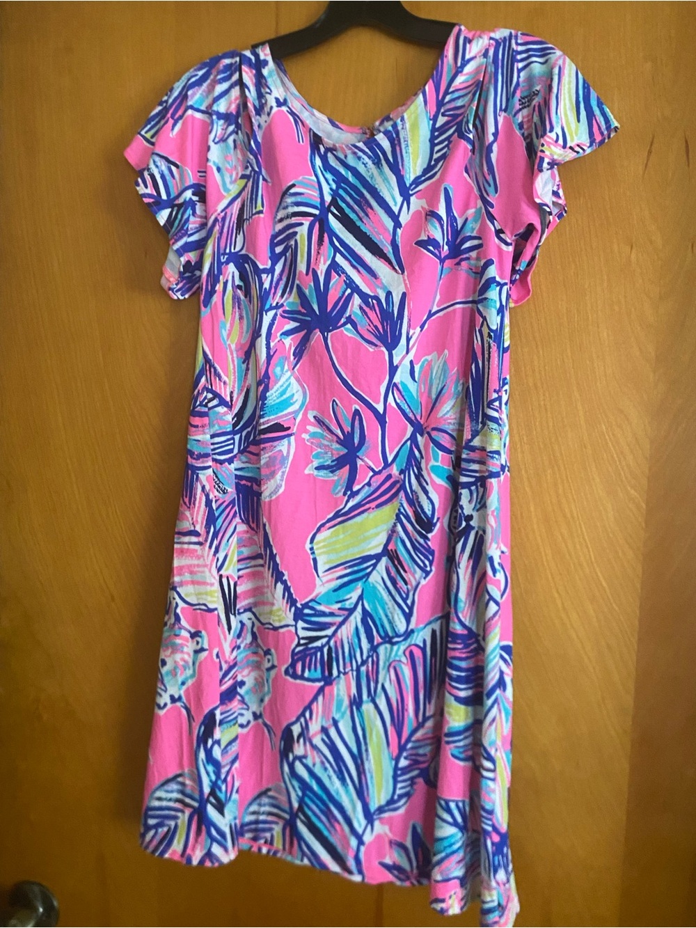 Lilly Pulitzer Somerset Cold Shoulder Swing Dress Tiki Pink Cabana Crazed S